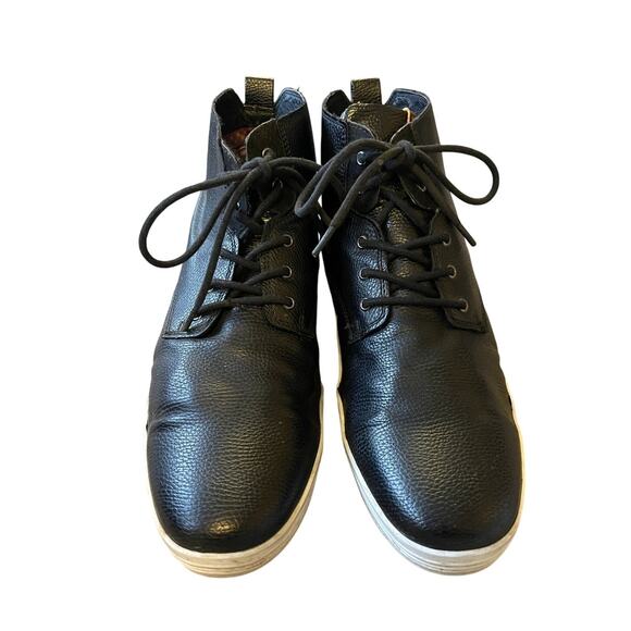 Ben Sherman Mens 11.5 Vance LEATHER Lace Up Chukka Boots High Top Sneakers Black - Picture 3 of 7